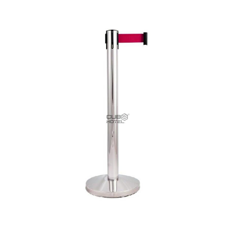 Poste Separador Acero Inox Cinta Roja Extensible